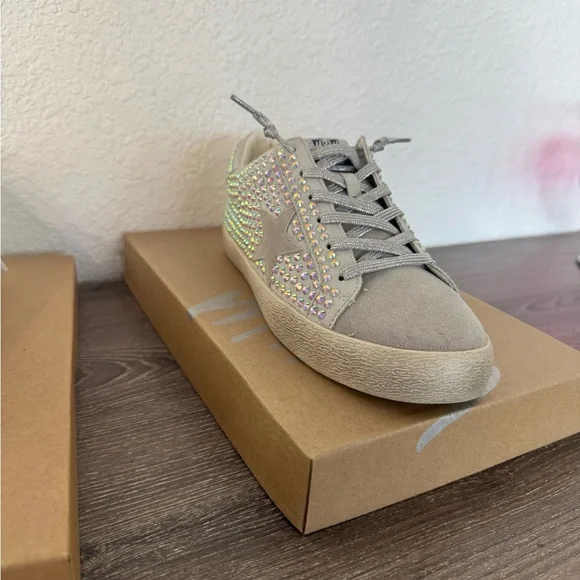 Gray Rhinestone Women's Sneakers - Picture 2 of 2